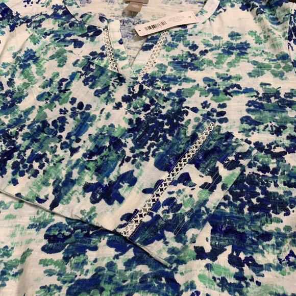 Chico's Top Women's Size 4 (2x) Vintage Texture Notch Neck Tunic 3/4 Sleeve NWT - Picture 4 of 7